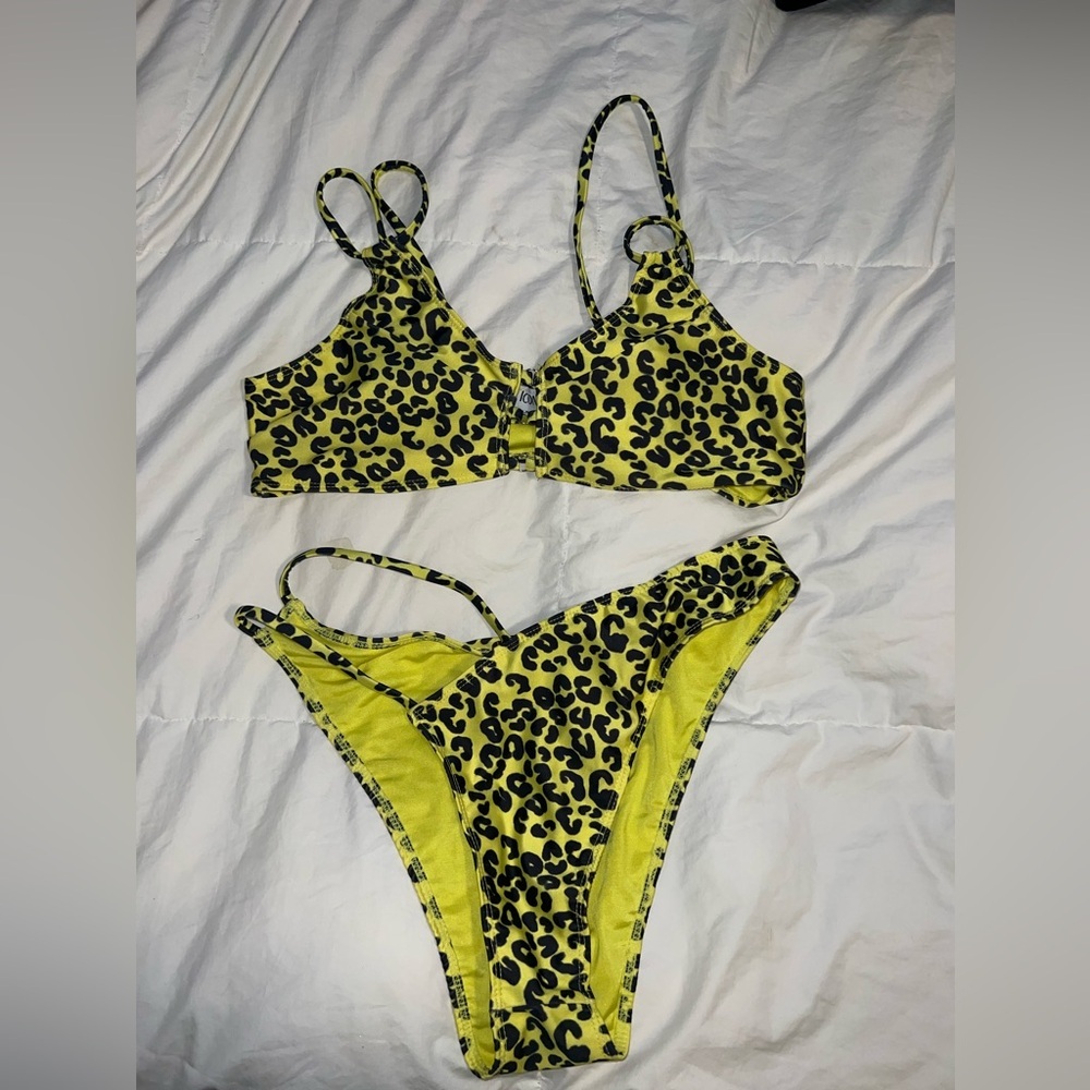 ICON SWIM: Yellow leopard print bikini set